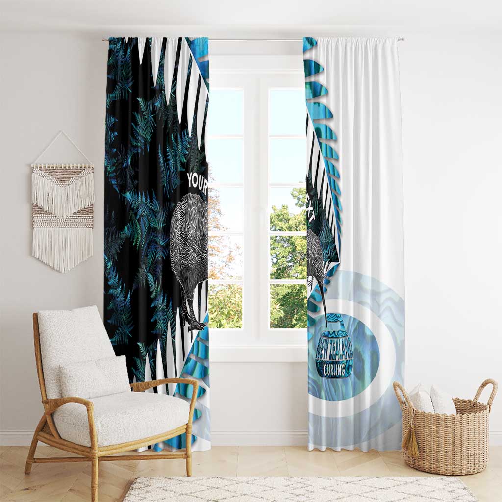 New Zealand Silver Fern Curling Personalised Window Curtain Aotearoa Kiwi Ponga Paua Shell Version - Aussie Hoodie