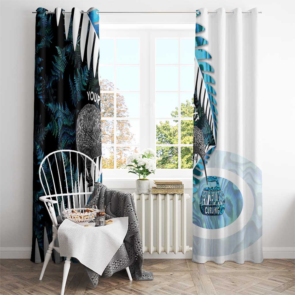 New Zealand Silver Fern Curling Personalised Window Curtain Aotearoa Kiwi Ponga Paua Shell Version - Aussie Hoodie
