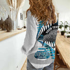New Zealand Silver Fern Curling Personalised Women Casual Shirt Aotearoa Kiwi Ponga Paua Shell Version - Aussie Hoodie
