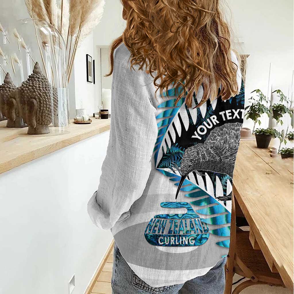 New Zealand Silver Fern Curling Personalised Women Casual Shirt Aotearoa Kiwi Ponga Paua Shell Version - Aussie Hoodie