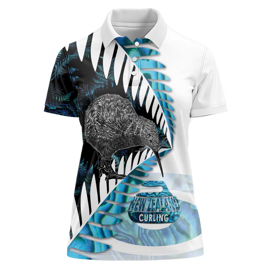 New Zealand Silver Fern Curling Personalised Women Polo Shirt Aotearoa Kiwi Ponga Paua Shell Version - Aussie Hoodie