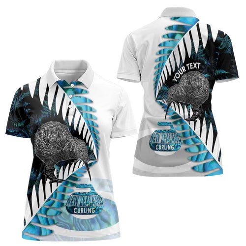 New Zealand Silver Fern Curling Personalised Women Polo Shirt Aotearoa Kiwi Ponga Paua Shell Version - Aussie Hoodie