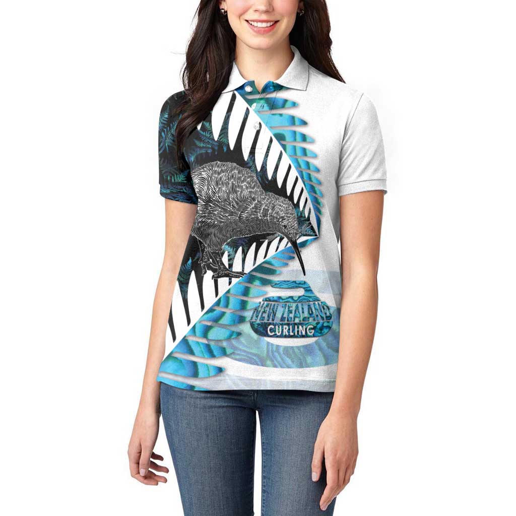 New Zealand Silver Fern Curling Personalised Women Polo Shirt Aotearoa Kiwi Ponga Paua Shell Version - Aussie Hoodie