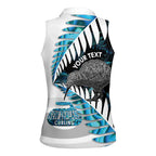 New Zealand Silver Fern Curling Personalised Women Sleeveless Polo Shirt Aotearoa Kiwi Ponga Paua Shell Version - Aussie Hoodie