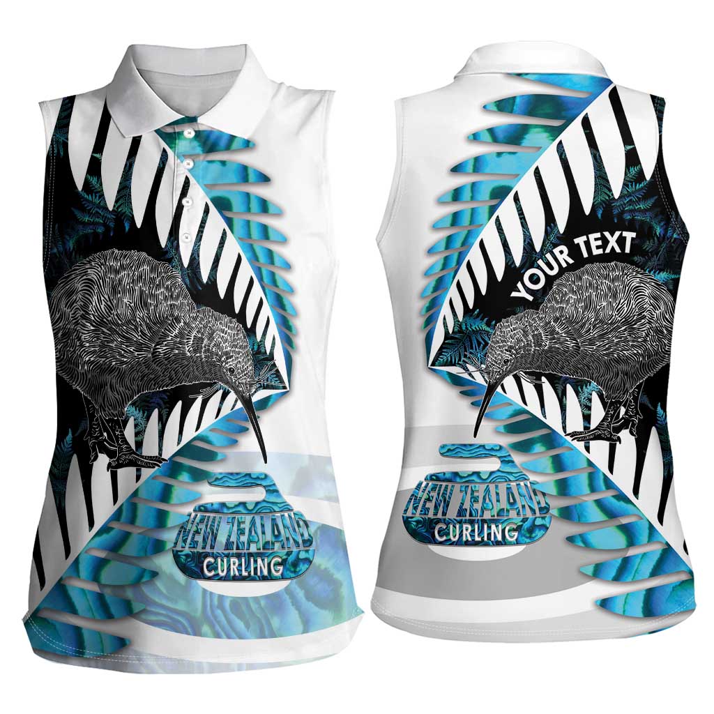New Zealand Silver Fern Curling Personalised Women Sleeveless Polo Shirt Aotearoa Kiwi Ponga Paua Shell Version - Aussie Hoodie