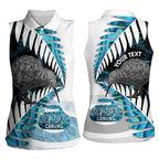 New Zealand Silver Fern Curling Personalised Women Sleeveless Polo Shirt Aotearoa Kiwi Ponga Paua Shell Version - Aussie Hoodie