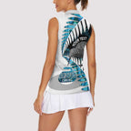 New Zealand Silver Fern Curling Personalised Women Sleeveless Polo Shirt Aotearoa Kiwi Ponga Paua Shell Version - Aussie Hoodie