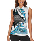 New Zealand Silver Fern Curling Personalised Women Sleeveless Polo Shirt Aotearoa Kiwi Ponga Paua Shell Version - Aussie Hoodie