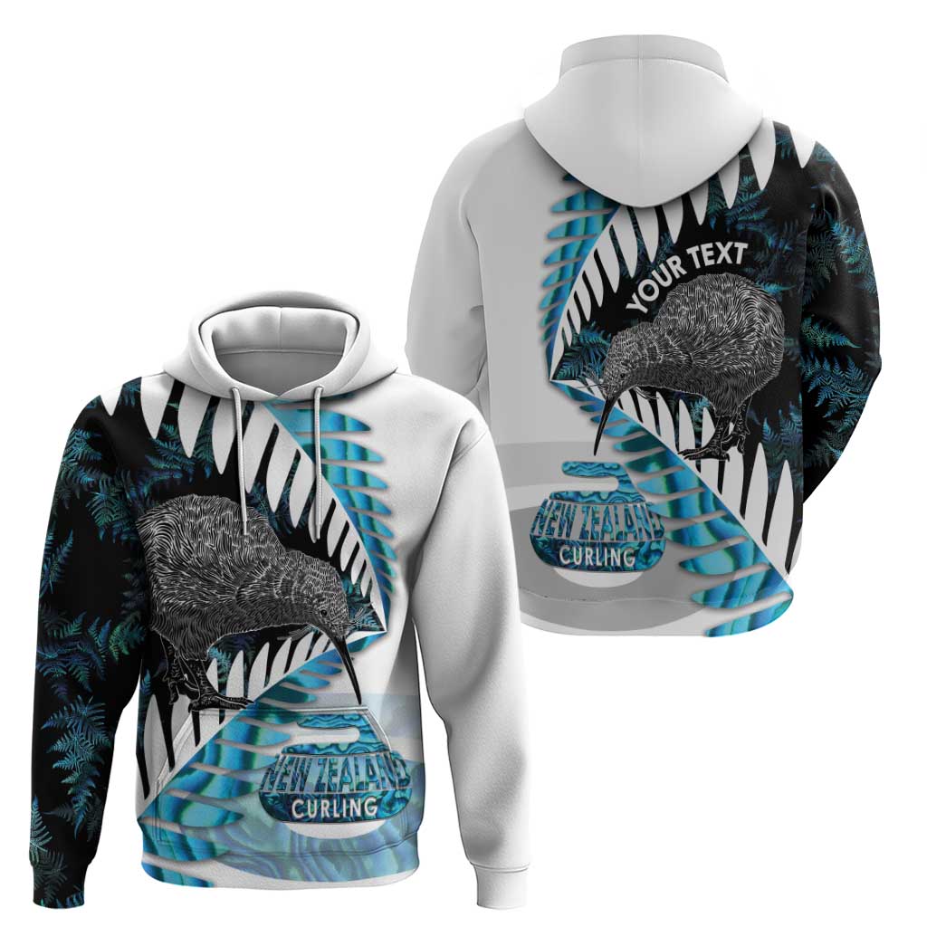 New Zealand Silver Fern Curling Personalised Zip Hoodie Aotearoa Kiwi Ponga Paua Shell Version - Aussie Hoodie
