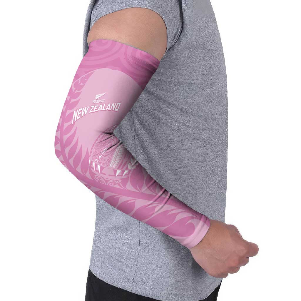 Custom New Zealand Silver Fern Rugby 2025 Arm Sleeves All Black Aotearoa Maori Pink - Aussie Hoodie