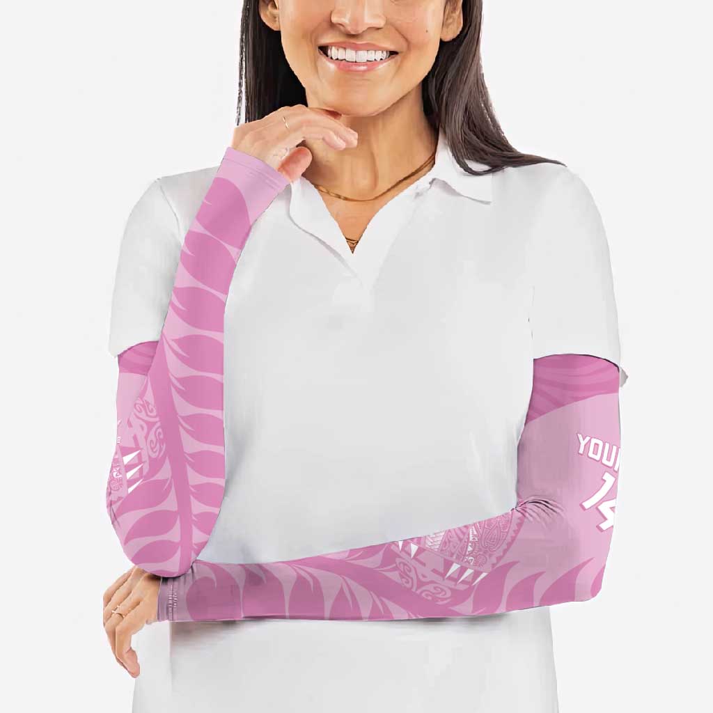 Custom New Zealand Silver Fern Rugby 2025 Arm Sleeves All Black Aotearoa Maori Pink - Aussie Hoodie
