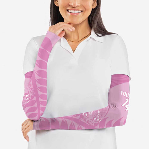 Custom New Zealand Silver Fern Rugby 2025 Arm Sleeves All Black Aotearoa Maori Pink - Aussie Hoodie