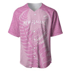 Custom New Zealand Silver Fern Rugby 2025 Baseball Jersey All Black Aotearoa Maori Pink