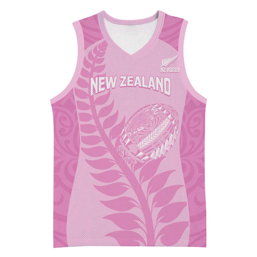 Custom New Zealand Silver Fern Rugby 2025 Basketball Jersey All Black Aotearoa Maori Pink - Aussie Hoodie