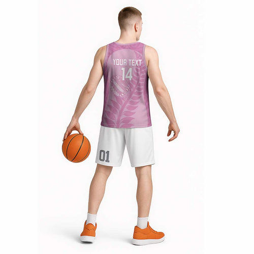 Custom New Zealand Silver Fern Rugby 2025 Basketball Jersey All Black Aotearoa Maori Pink - Aussie Hoodie