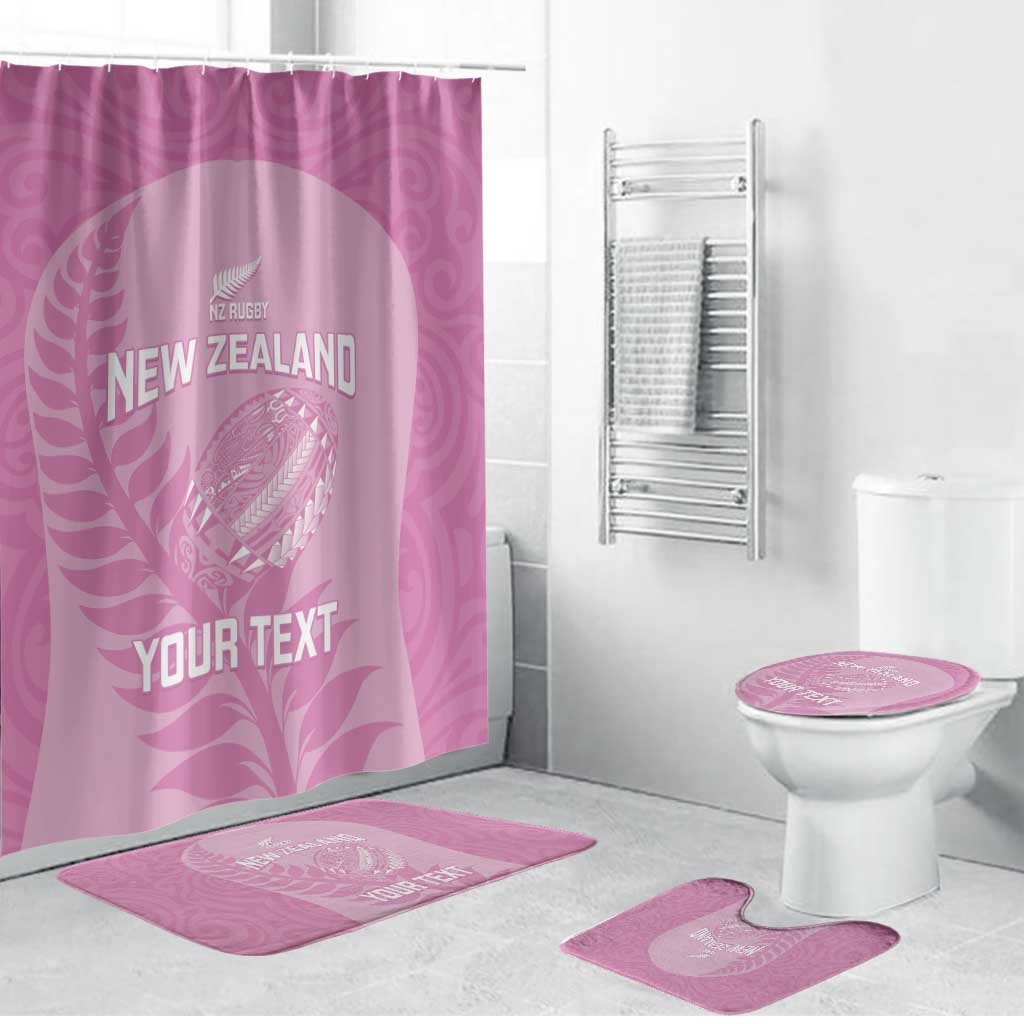 Custom New Zealand Silver Fern Rugby 2025 Bathroom Set All Black Aotearoa Maori Pink - Aussie Hoodie