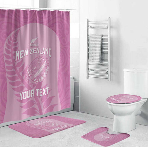Custom New Zealand Silver Fern Rugby 2025 Bathroom Set All Black Aotearoa Maori Pink - Aussie Hoodie