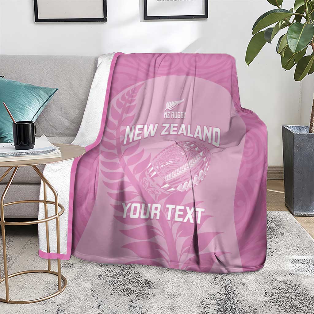 Custom New Zealand Silver Fern Rugby 2025 Blanket All Black Aotearoa Maori Pink