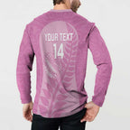 Custom New Zealand Silver Fern Rugby 2025 Button Sweatshirt All Black Aotearoa Maori Pink