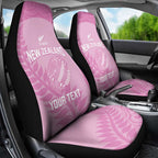 Custom New Zealand Silver Fern Rugby 2025 Car Seat Cover All Black Aotearoa Maori Pink