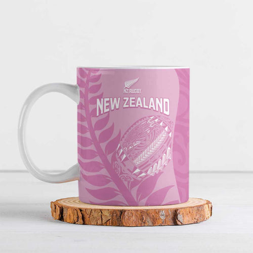 Custom New Zealand Silver Fern Rugby 2025 Ceramic Mug All Black Aotearoa Maori Pink - Aussie Hoodie