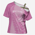 Custom New Zealand Silver Fern Rugby 2025 Cross Shoulder Shirt All Black Aotearoa Maori Pink - Aussie Hoodie