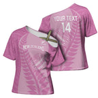 Custom New Zealand Silver Fern Rugby 2025 Cross Shoulder Shirt All Black Aotearoa Maori Pink - Aussie Hoodie