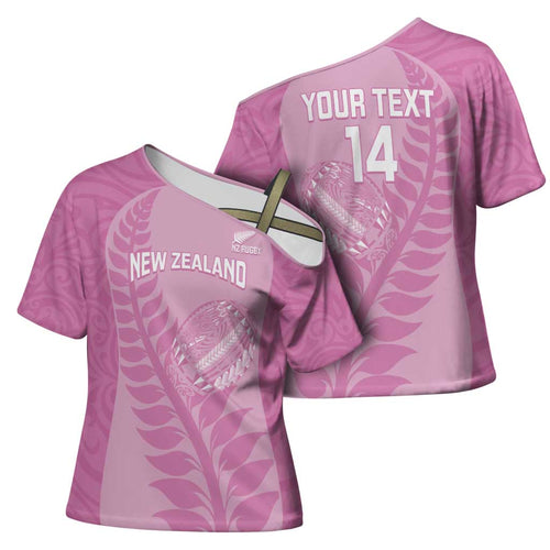 Custom New Zealand Silver Fern Rugby 2025 Cross Shoulder Shirt All Black Aotearoa Maori Pink - Aussie Hoodie