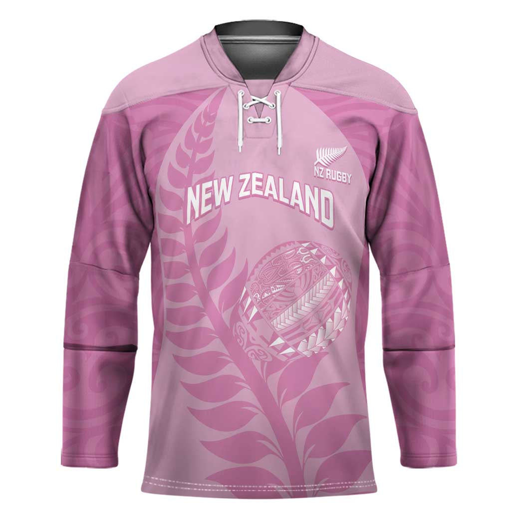 Custom New Zealand Silver Fern Rugby 2025 Hockey Jersey All Black Aotearoa Maori Pink - Aussie Hoodie