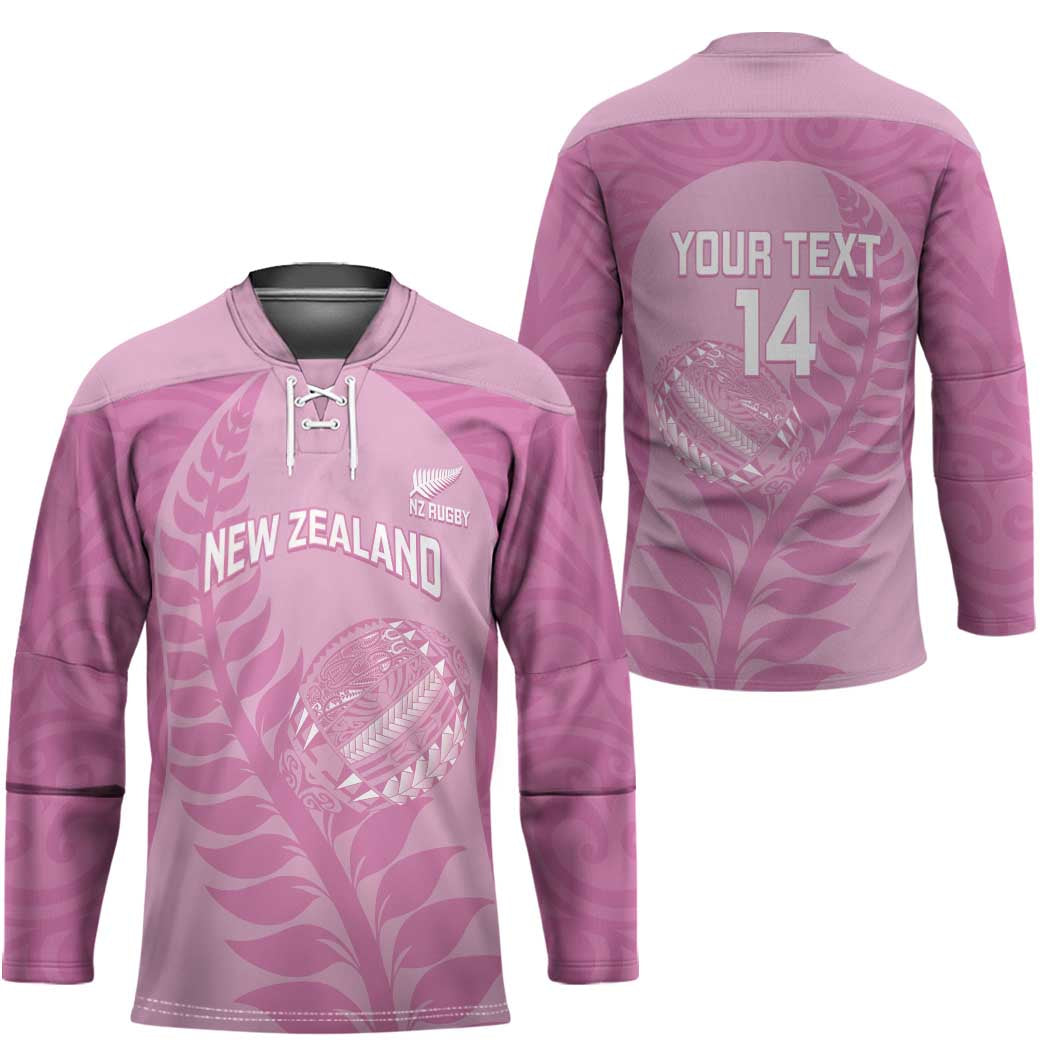Custom New Zealand Silver Fern Rugby 2025 Hockey Jersey All Black Aotearoa Maori Pink - Aussie Hoodie