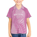 Custom New Zealand Silver Fern Rugby 2025 Kid Hawaiian Shirt All Black Aotearoa Maori Pink