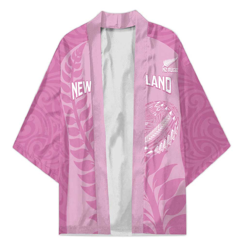 Custom New Zealand Silver Fern Rugby 2025 Kimono All Black Aotearoa Maori Pink - Aussie Hoodie