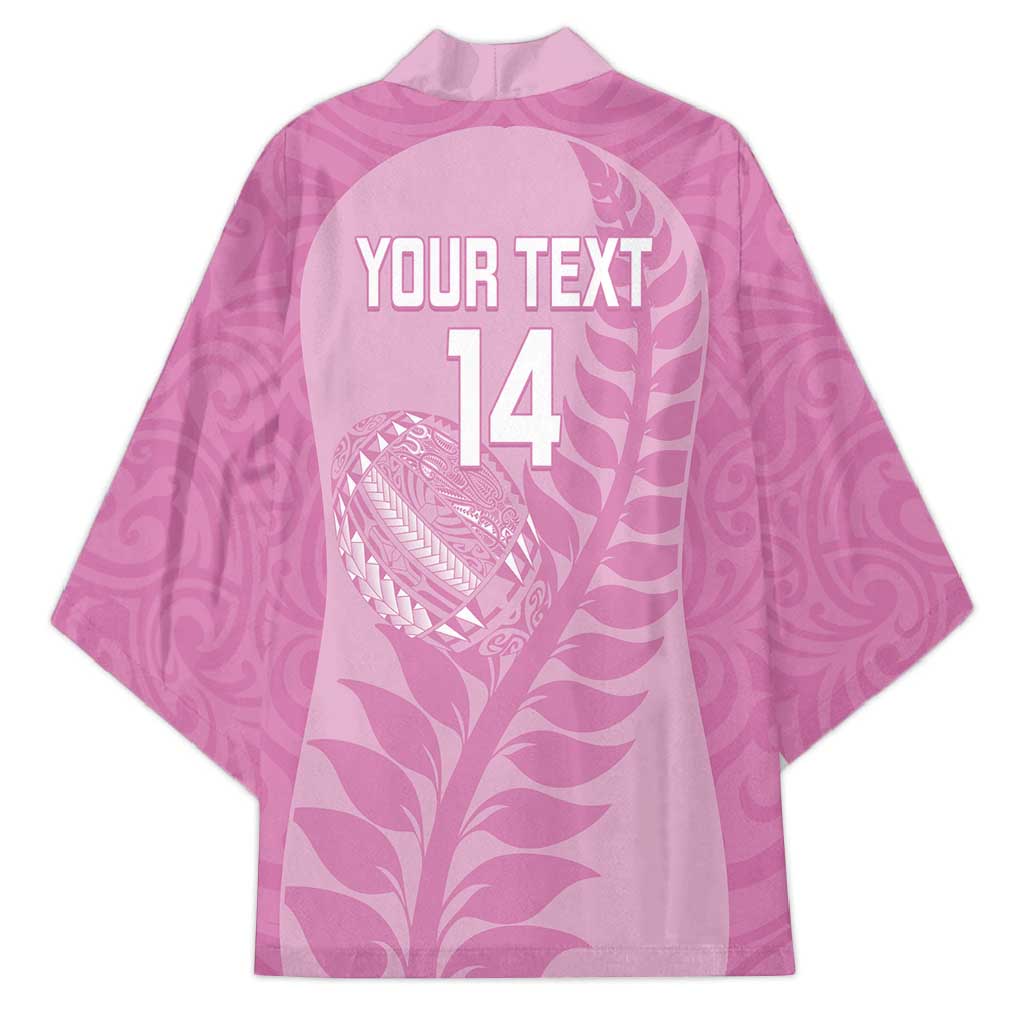 Custom New Zealand Silver Fern Rugby 2025 Kimono All Black Aotearoa Maori Pink - Aussie Hoodie