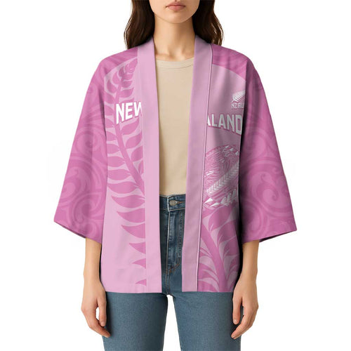 Custom New Zealand Silver Fern Rugby 2025 Kimono All Black Aotearoa Maori Pink - Aussie Hoodie
