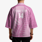 Custom New Zealand Silver Fern Rugby 2025 Kimono All Black Aotearoa Maori Pink - Aussie Hoodie