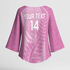 Custom New Zealand Silver Fern Rugby 2025 Kimono Sleeve Blouse All Black Aotearoa Maori Pink - Aussie Hoodie