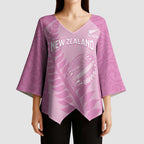 Custom New Zealand Silver Fern Rugby 2025 Kimono Sleeve Blouse All Black Aotearoa Maori Pink - Aussie Hoodie