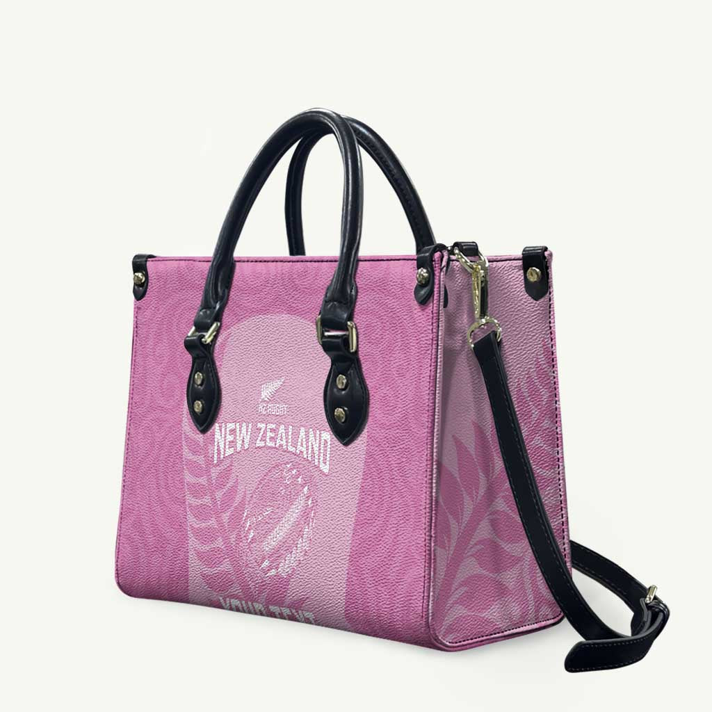 Custom New Zealand Silver Fern Rugby 2025 Leather Bag All Black Aotearoa Maori Pink - Aussie Hoodie