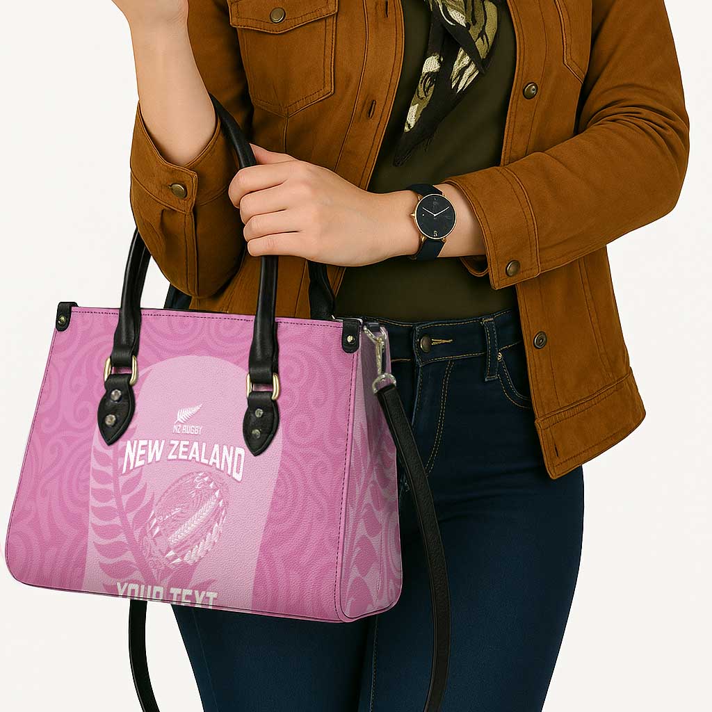 Custom New Zealand Silver Fern Rugby 2025 Leather Bag All Black Aotearoa Maori Pink - Aussie Hoodie