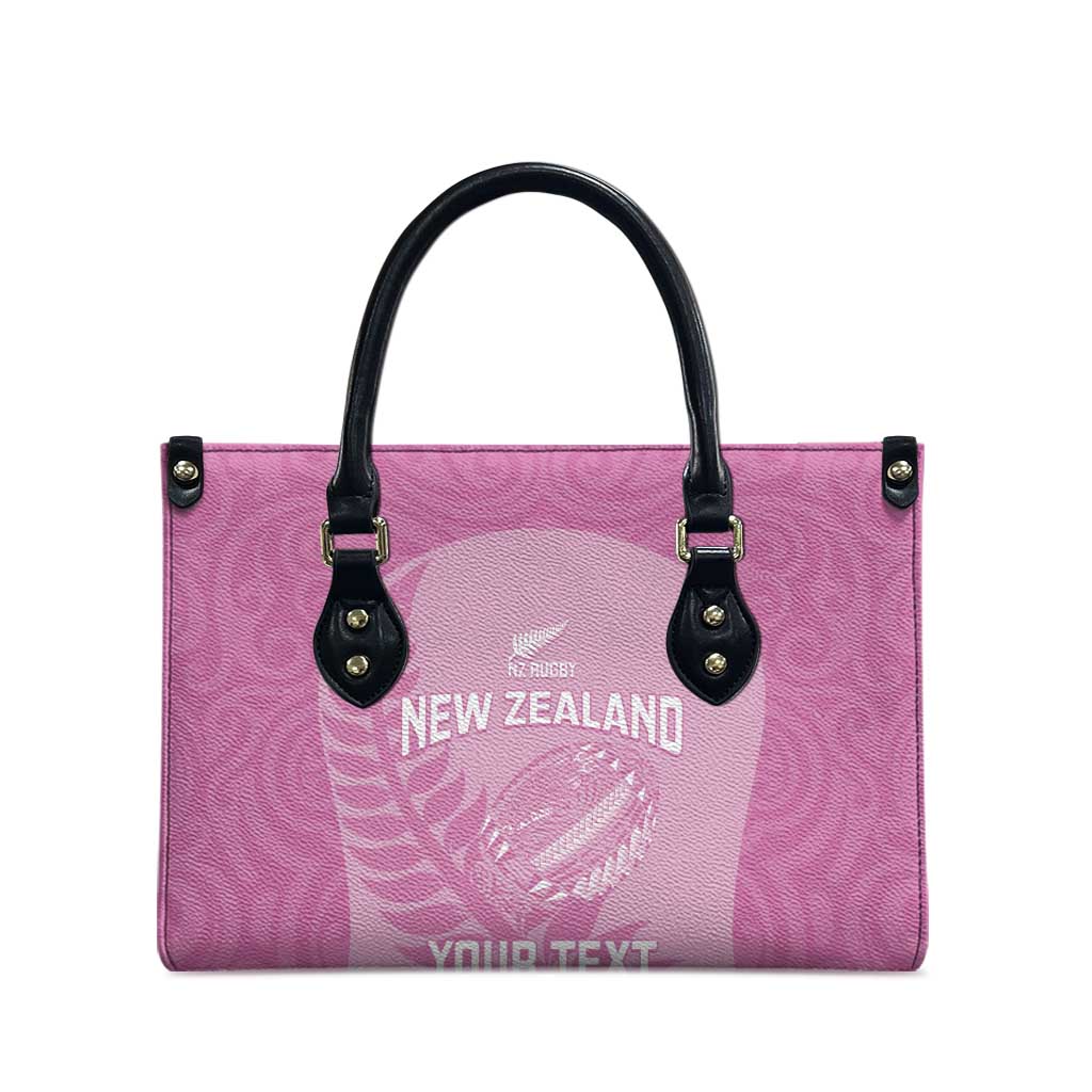 Custom New Zealand Silver Fern Rugby 2025 Leather Bag All Black Aotearoa Maori Pink - Aussie Hoodie