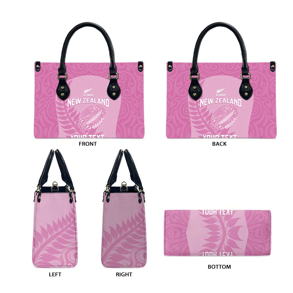Custom New Zealand Silver Fern Rugby 2025 Leather Bag All Black Aotearoa Maori Pink - Aussie Hoodie