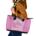 Custom New Zealand Silver Fern Rugby 2025 Leather Tote Bag All Black Aotearoa Maori Pink
