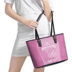 Custom New Zealand Silver Fern Rugby 2025 Leather Tote Bag All Black Aotearoa Maori Pink