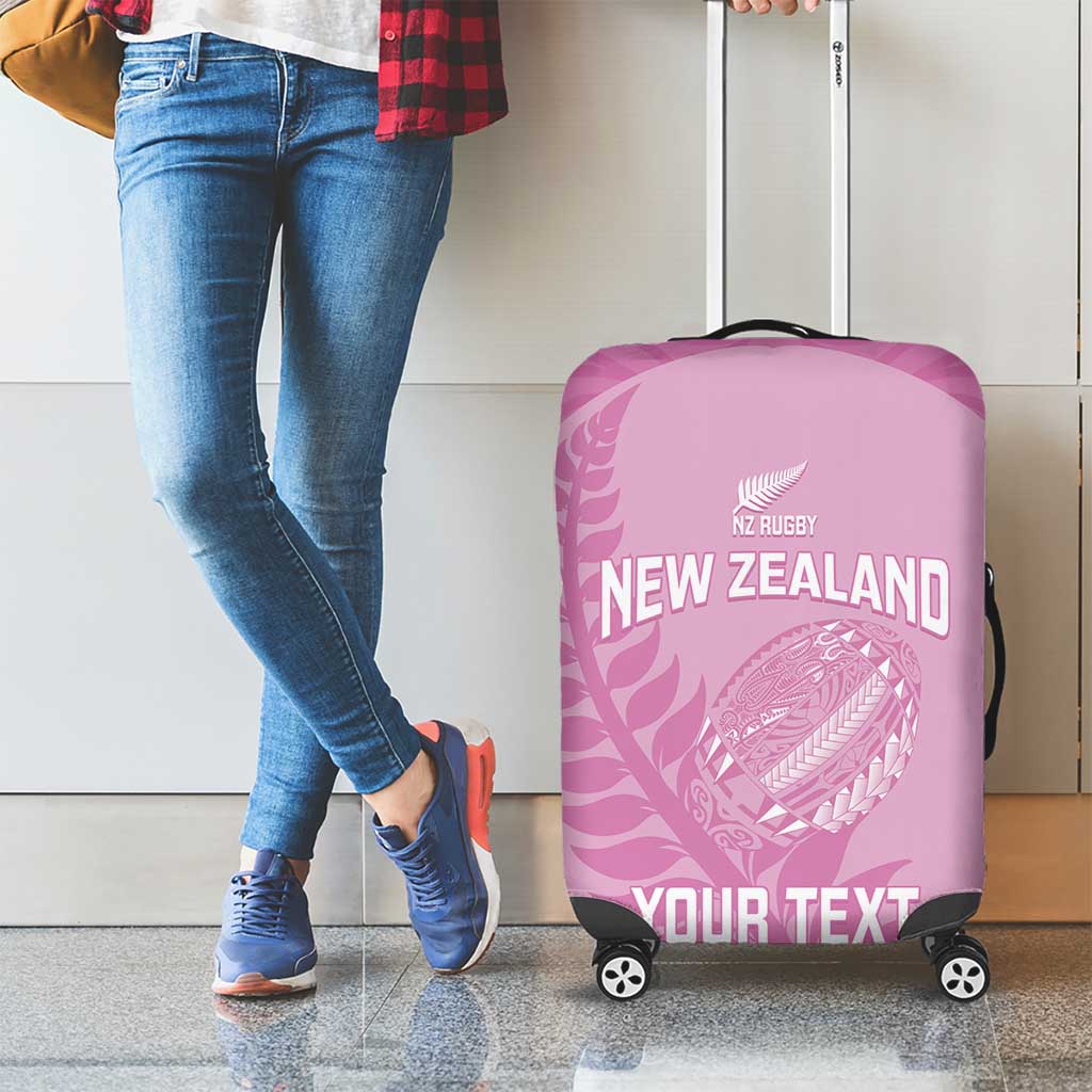 Custom New Zealand Silver Fern Rugby 2025 Luggage Cover All Black Aotearoa Maori Pink
