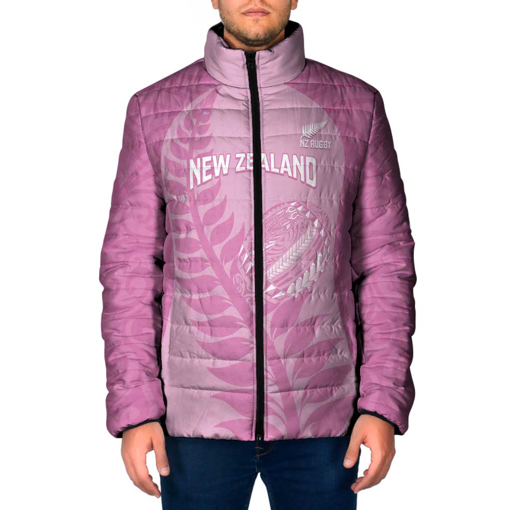 Custom New Zealand Silver Fern Rugby 2025 Padded Jacket All Black Aotearoa Maori Pink - Aussie Hoodie