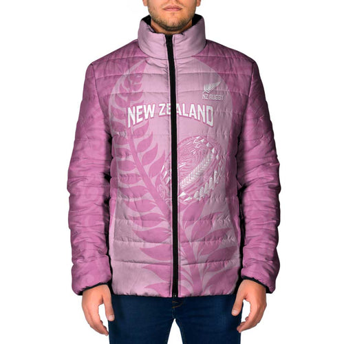 Custom New Zealand Silver Fern Rugby 2025 Padded Jacket All Black Aotearoa Maori Pink - Aussie Hoodie
