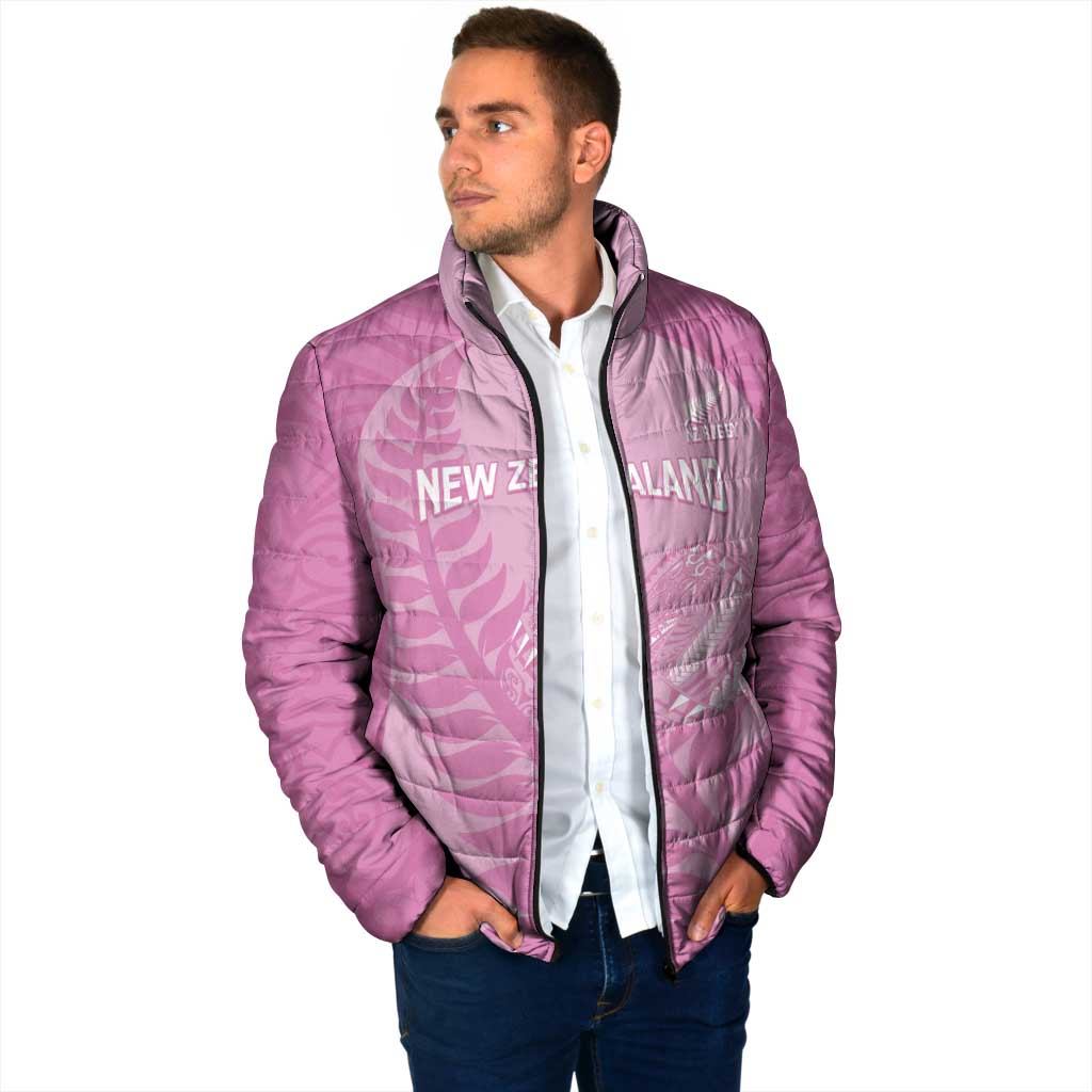 Custom New Zealand Silver Fern Rugby 2025 Padded Jacket All Black Aotearoa Maori Pink - Aussie Hoodie