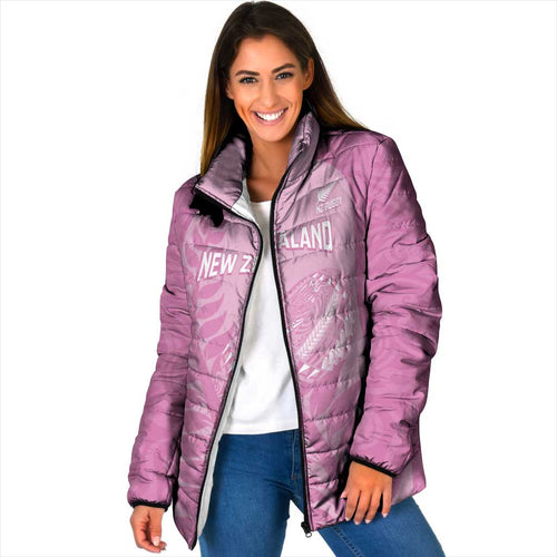 Custom New Zealand Silver Fern Rugby 2025 Padded Jacket All Black Aotearoa Maori Pink - Aussie Hoodie