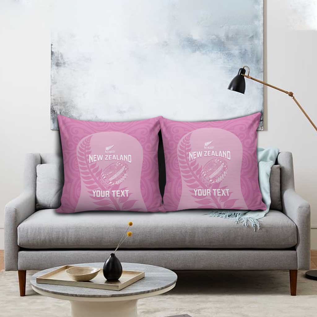 Custom New Zealand Silver Fern Rugby 2025 Pillow Cover All Black Aotearoa Maori Pink - Aussie Hoodie