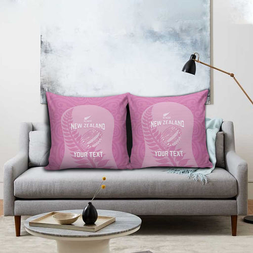 Custom New Zealand Silver Fern Rugby 2025 Pillow Cover All Black Aotearoa Maori Pink - Aussie Hoodie